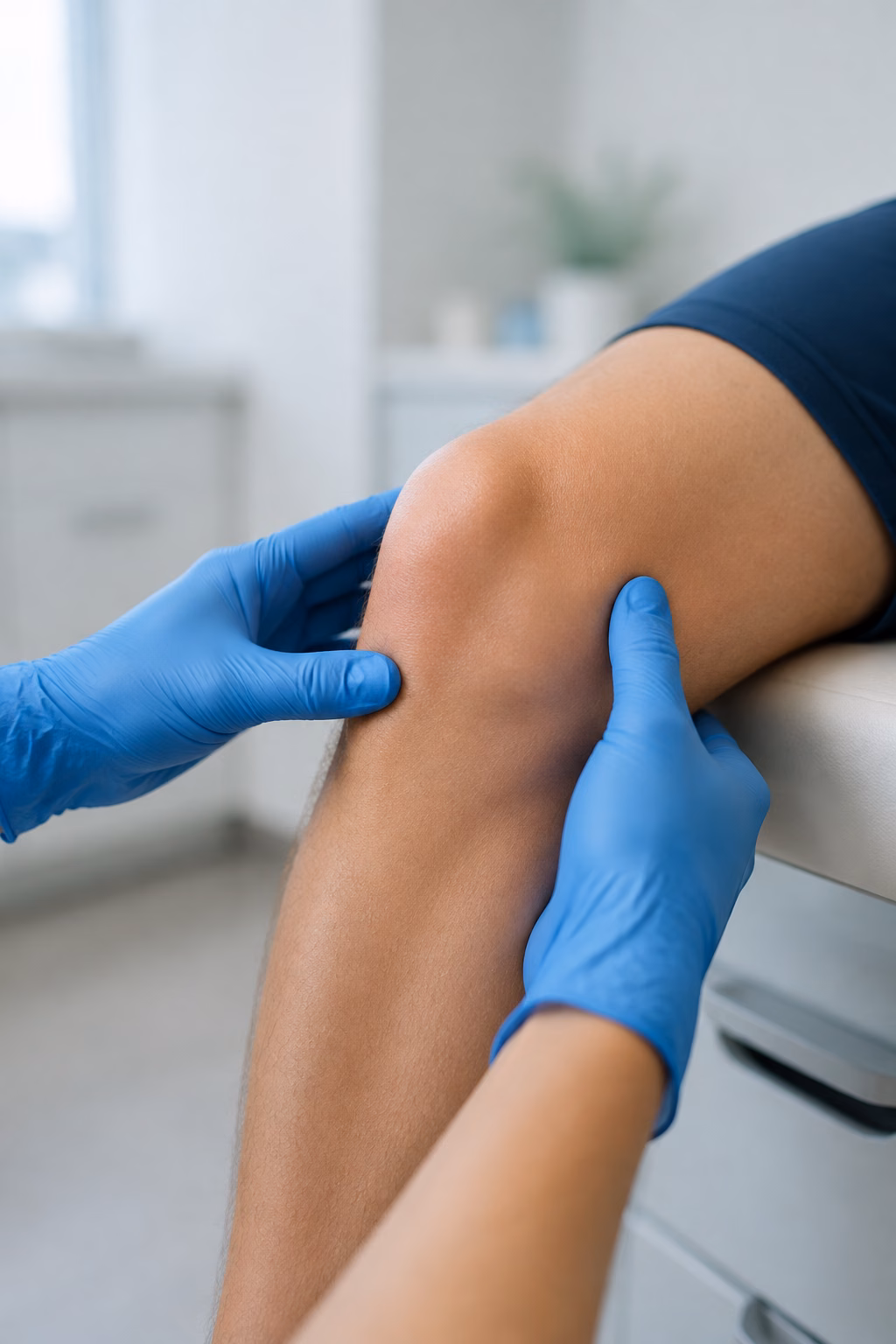 Doctor examining a patient's knee