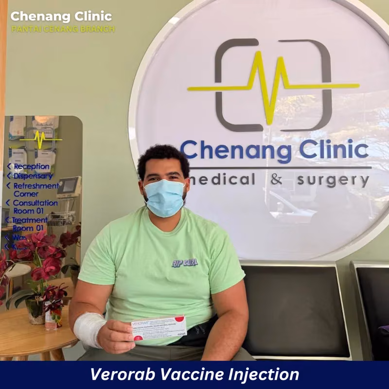 Patient after a rabies vaccination at Chenang Clinic Pantai Chenang