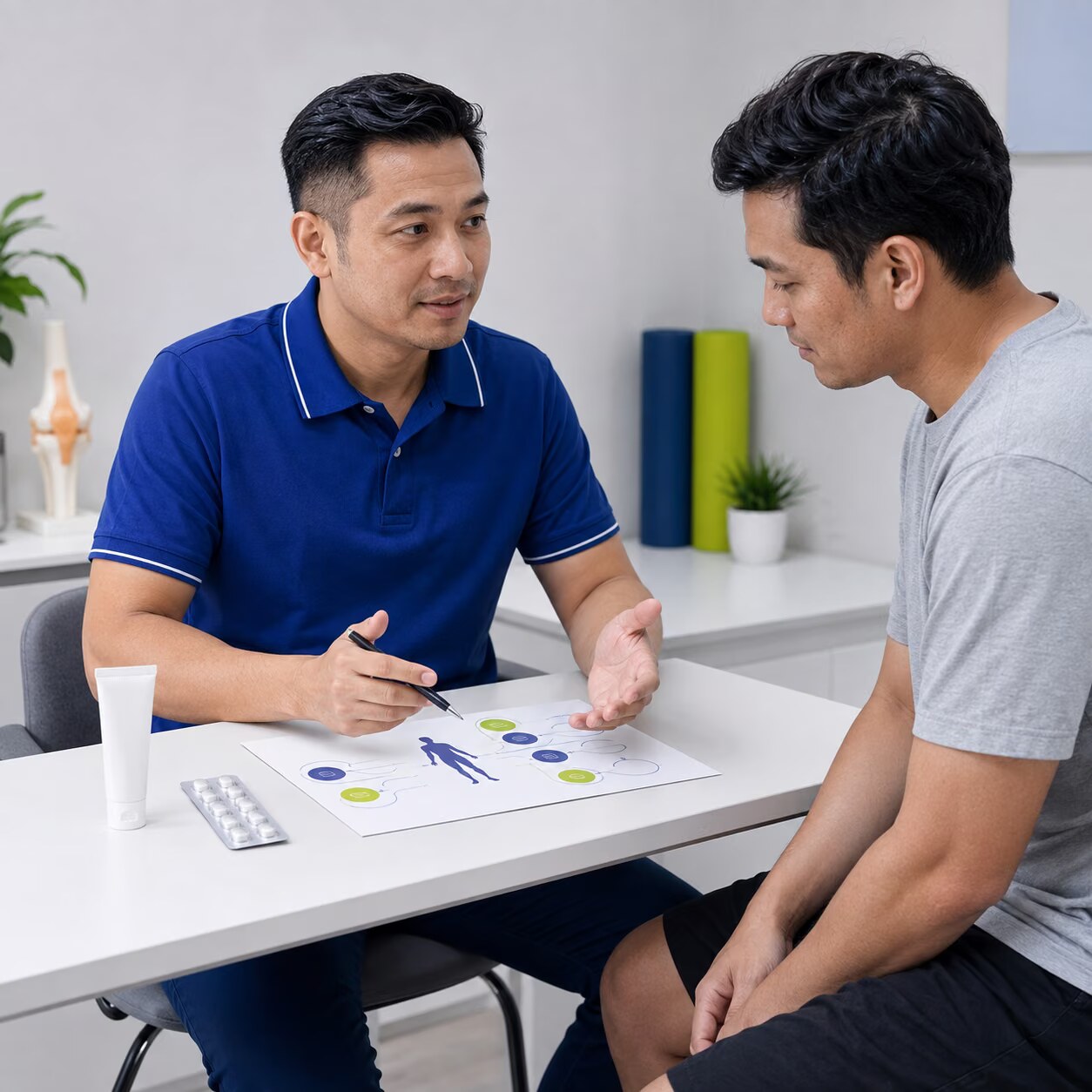 Doctor discussing a personalised pain management plan